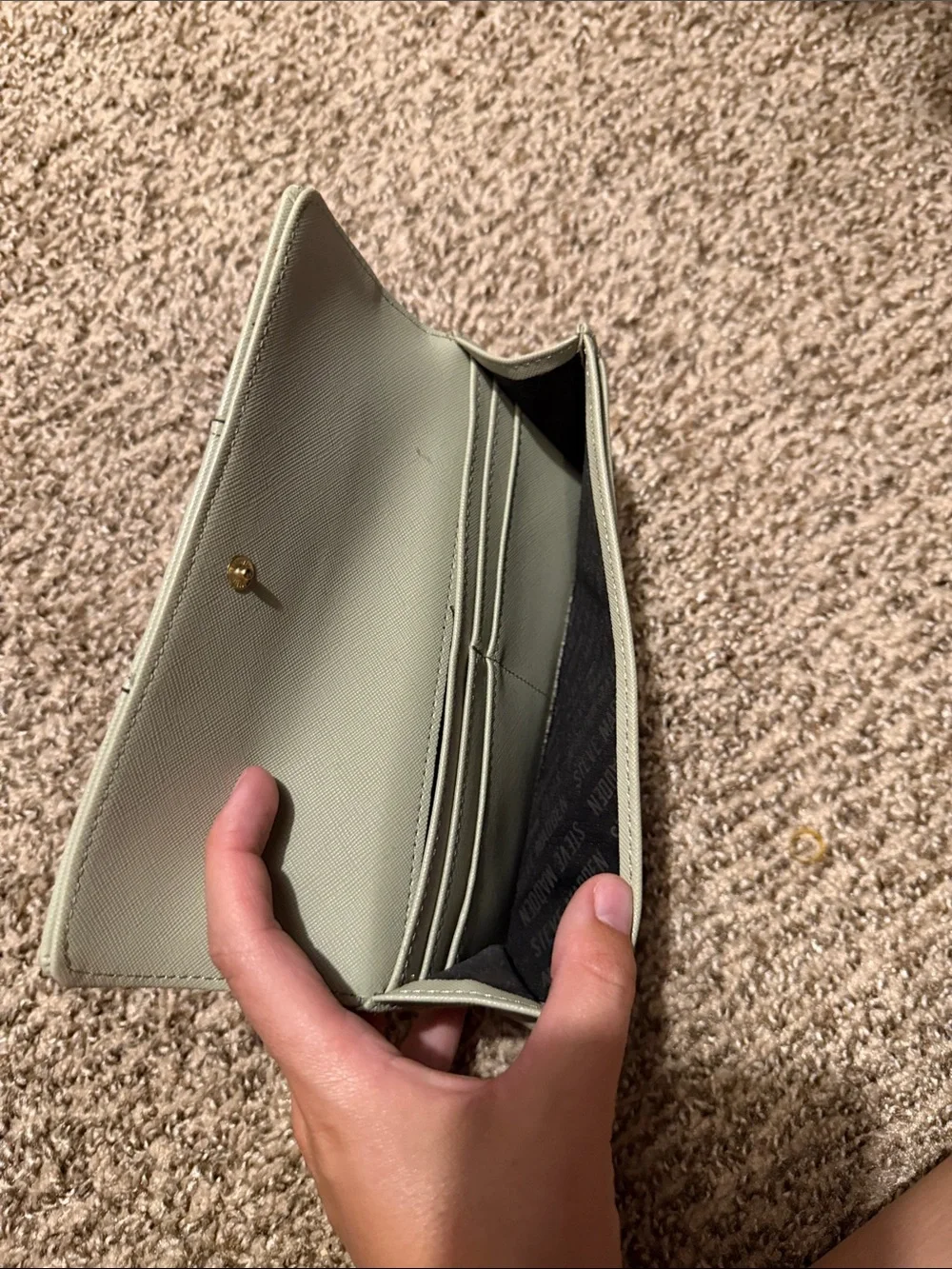 Steve Madden Sage Green Fold-Over Clutch